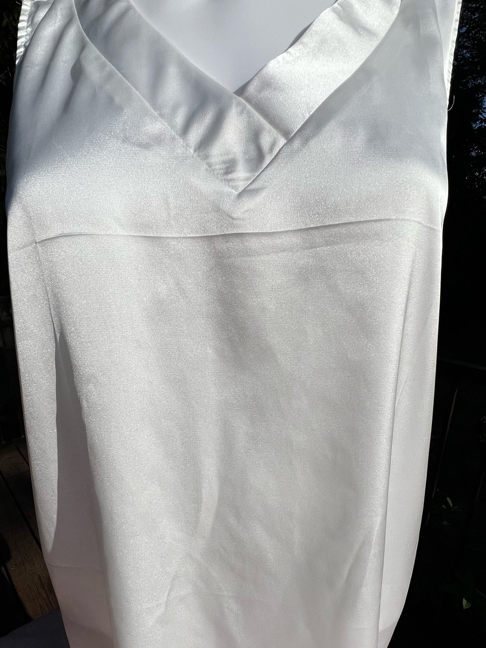 Classic White Satin V-Neck Camisole. Size L.